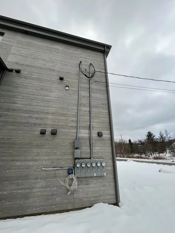 Electrical box exterior in snow