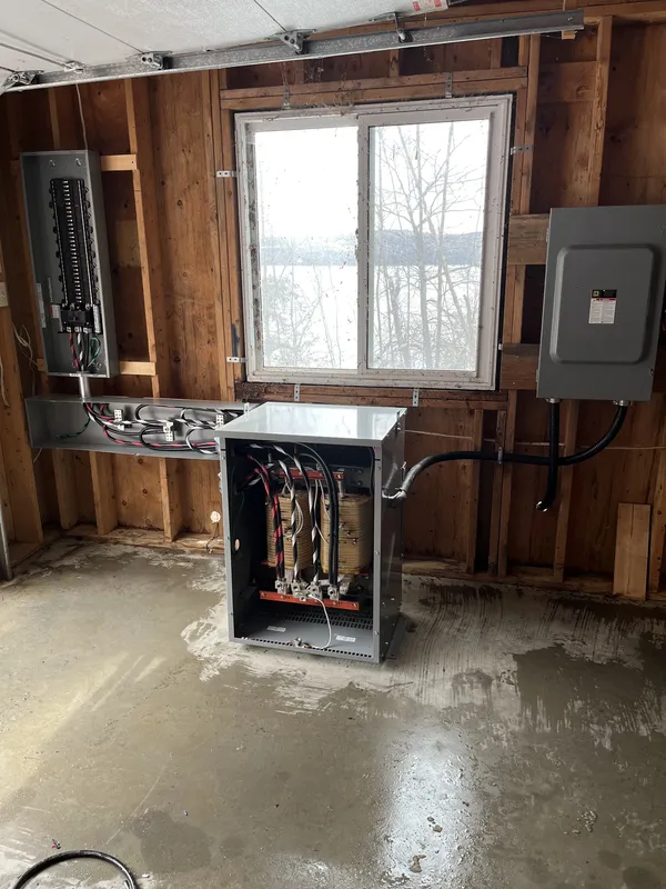 Electrical panel on concrete worksite